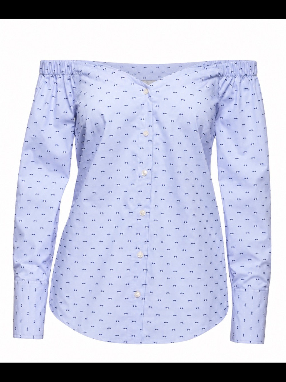 Banana Republic Light Blue Off-The-Shoulder Button-Down Top